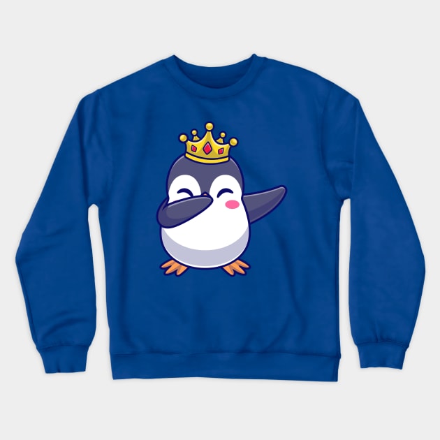 Cute King Penguin Dabbing Cartoon Crewneck Sweatshirt by Catalyst Labs